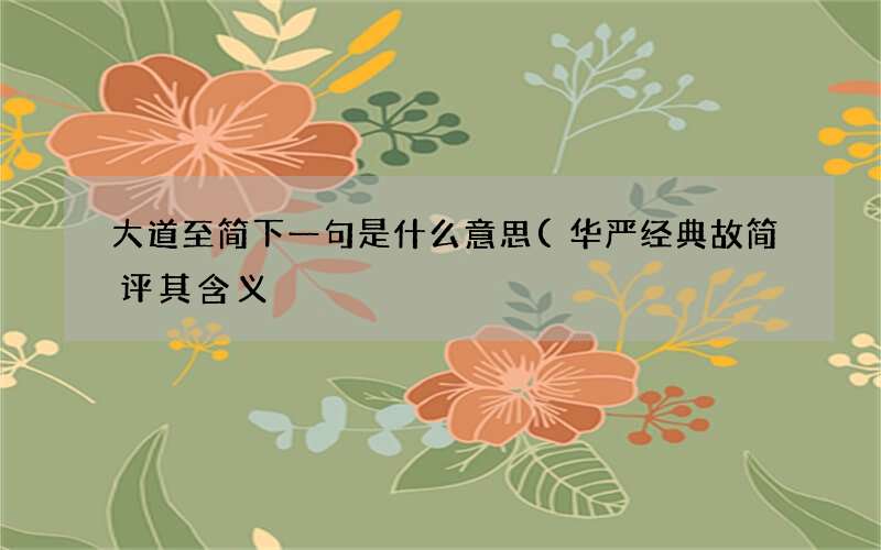 华严经典故简评其含义 大道至简下一句是什么意思