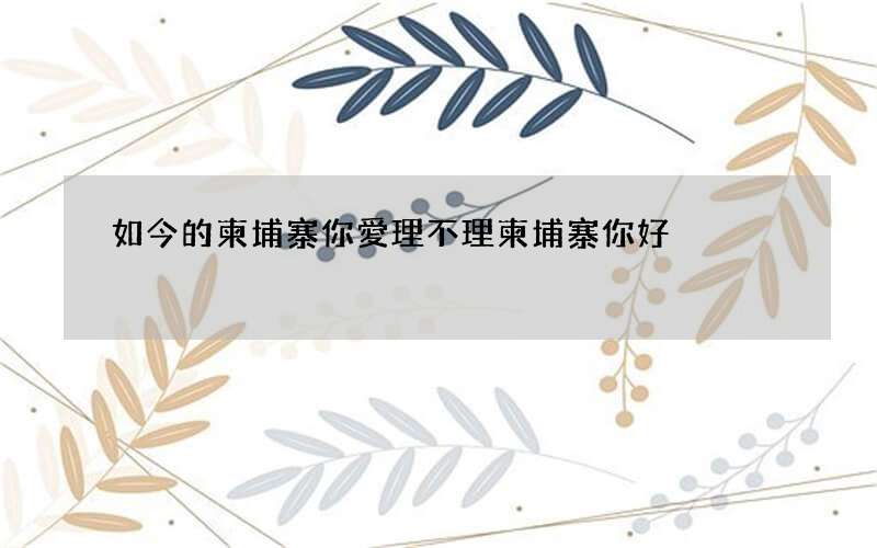 如今的柬埔寨你愛理不理 柬埔寨你好