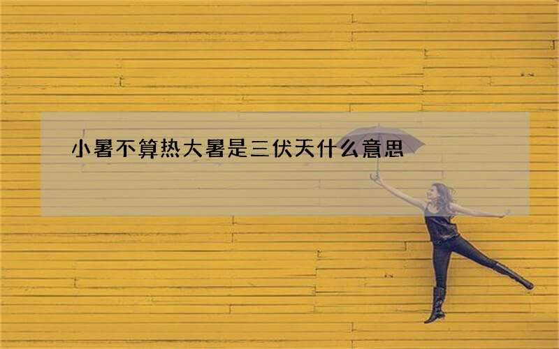 小暑不算热大暑是三伏天什么意思