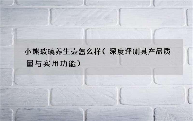 深度评测其产品质量与实用功能 小熊玻璃养生壶怎么样