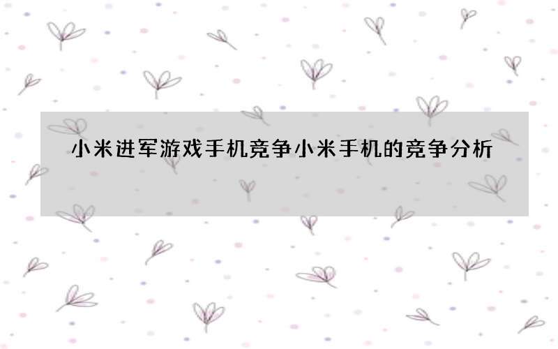 小米进军游戏手机竞争 小米手机的竞争分析