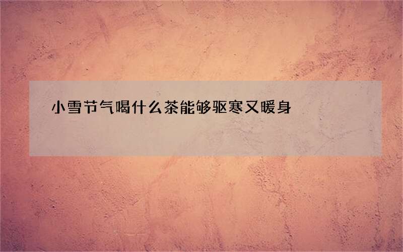 小雪节气喝什么茶能够驱寒又暖身