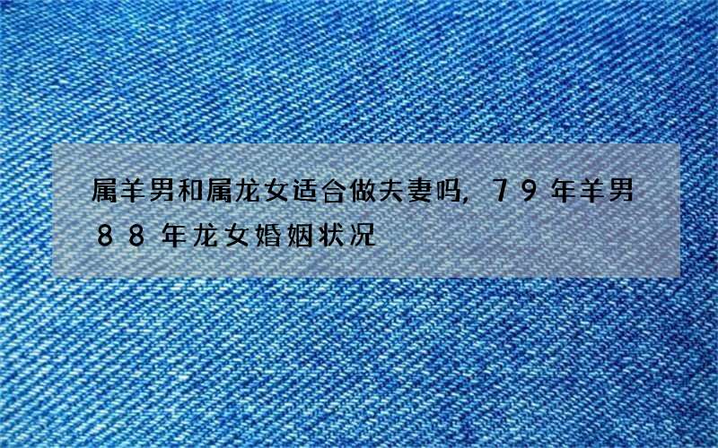 属羊男和属龙女适合做夫妻吗,79年羊男88年龙女婚姻状况