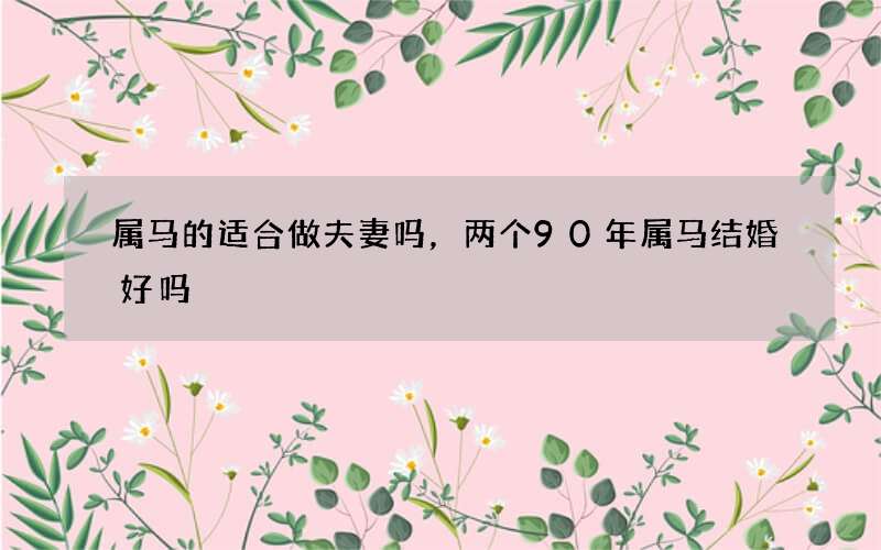 属马的适合做夫妻吗，两个90年属马结婚好吗