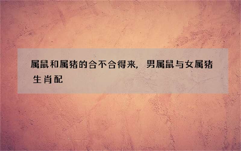 属鼠和属猪的合不合得来,男属鼠与女属猪生肖配