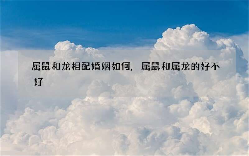 属鼠和龙相配婚姻如何,属鼠和属龙的好不好