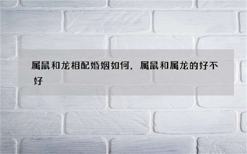 属鼠和龙相配婚姻如何，属鼠和属龙的好不好