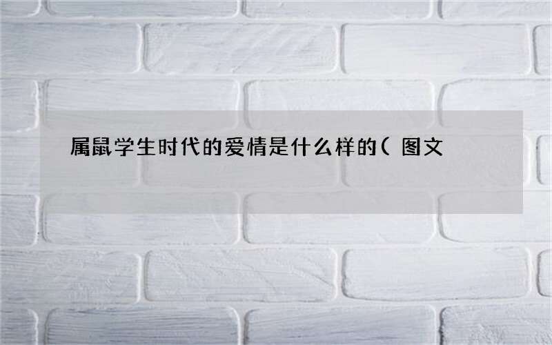 属鼠学生时代的爱情是什么样的(图文)