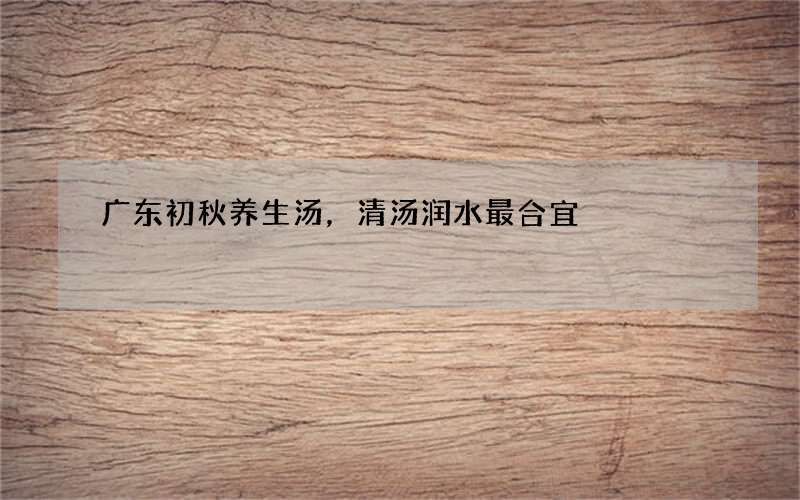 广东初秋养生汤，清汤润水最合宜