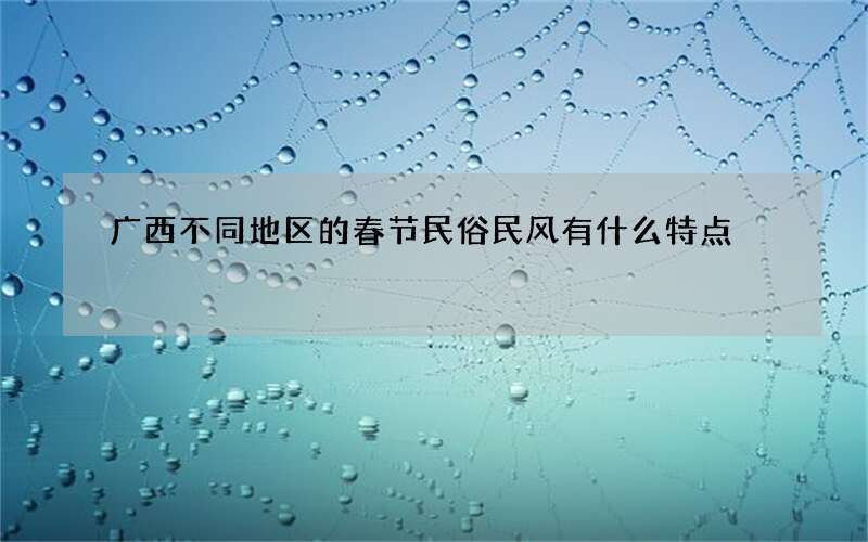 广西不同地区的春节民俗民风有什么特点