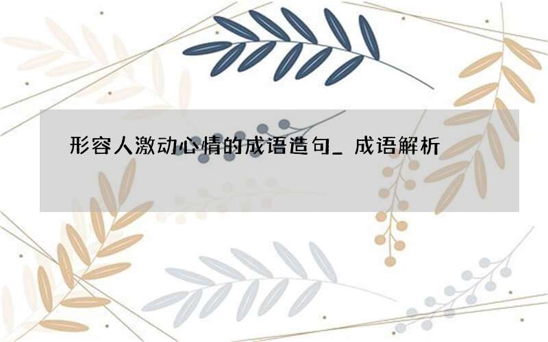 形容人激动心情的成语造句_成语解析