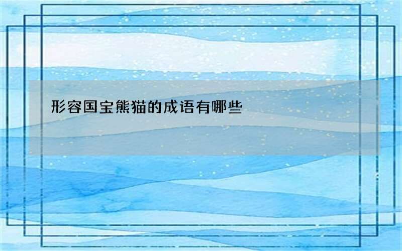 形容国宝熊猫的成语有哪些
