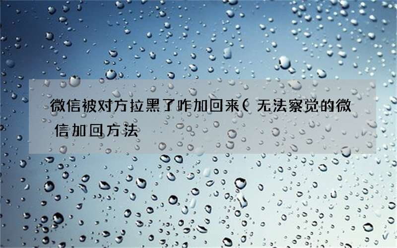 无法察觉的微信加回方法 微信被对方拉黑了咋加回来