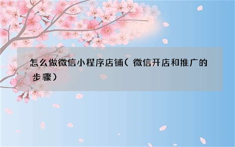 微信开店和推广的步骤 怎么做微信小程序店铺