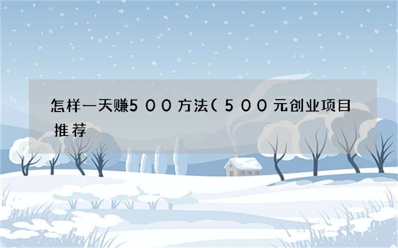 500元创业项目推荐 怎样一天赚500方法