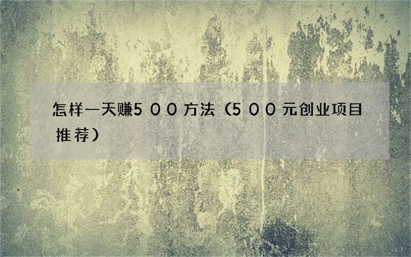 500元创业项目推荐 怎样一天赚500方法