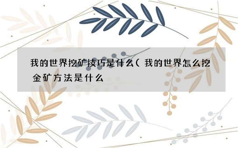 我的世界怎么挖金矿方法是什么 我的世界挖矿技巧是什么