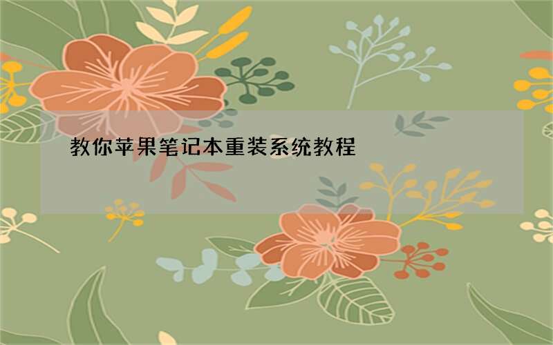 教你苹果笔记本重装系统教程