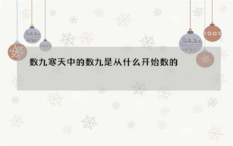 数九寒天中的数九是从什么开始数的