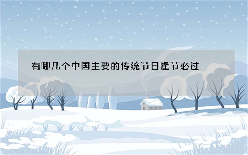 有哪几个中国主要的传统节日逢节必过