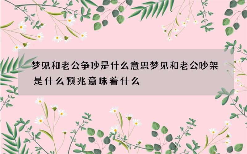 梦见和老公争吵是什么意思梦见和老公吵架是什么预兆意味着什么