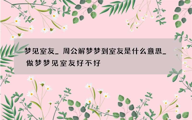 梦见室友_周公解梦梦到室友是什么意思_做梦梦见室友好不好