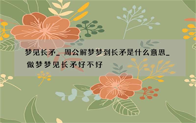 梦见长矛_周公解梦梦到长矛是什么意思_做梦梦见长矛好不好