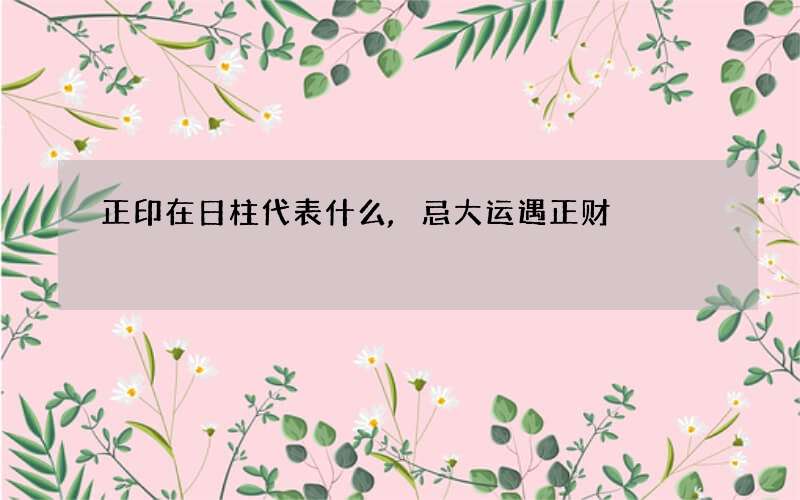 正印在日柱代表什么,忌大运遇正财