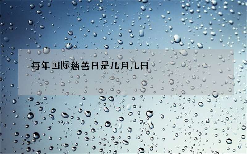 每年国际慈善日是几月几日