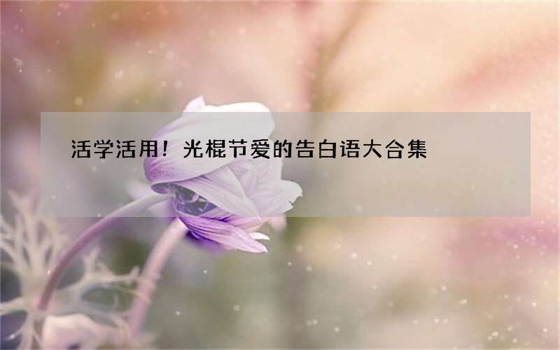 活学活用！光棍节爱的告白语大合集