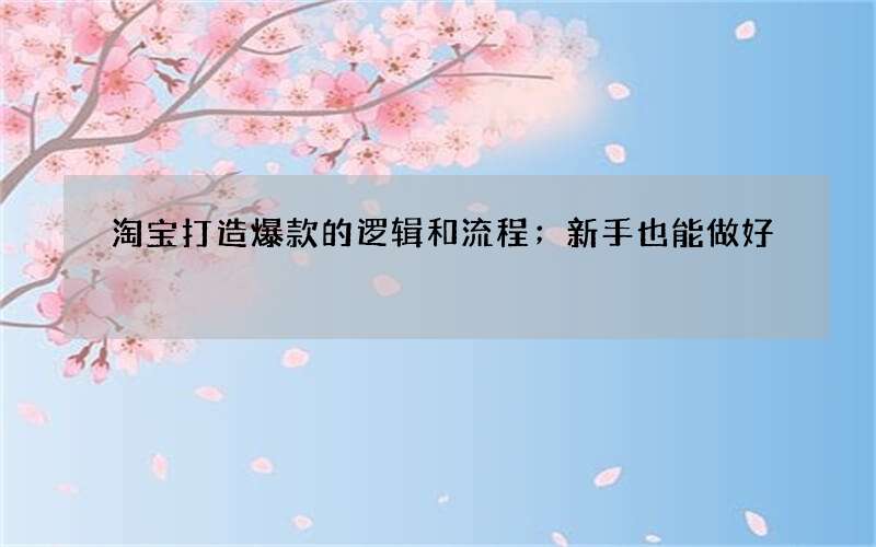 淘宝打造爆款的逻辑和流程；新手也能做好