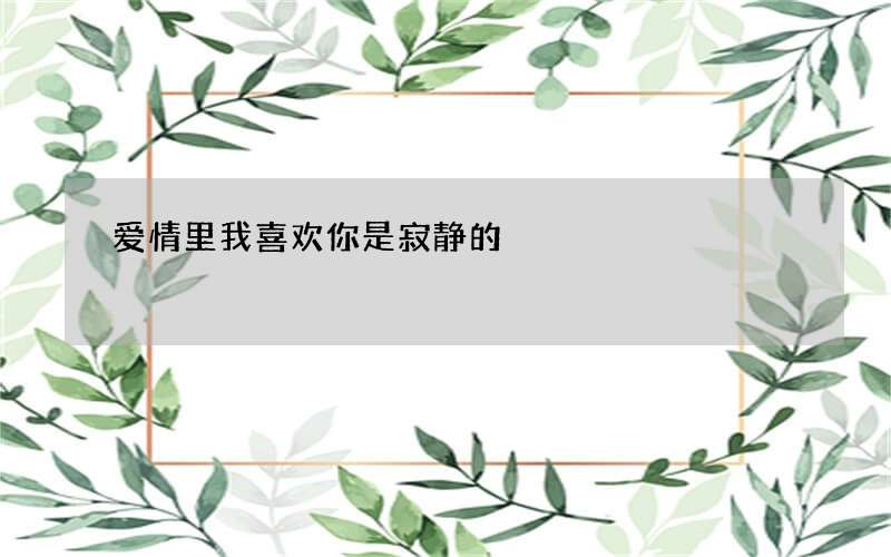 爱情里 我喜欢你是寂静的