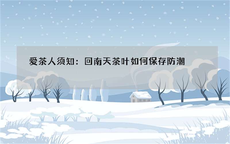 爱茶人须知：回南天茶叶如何保存防潮