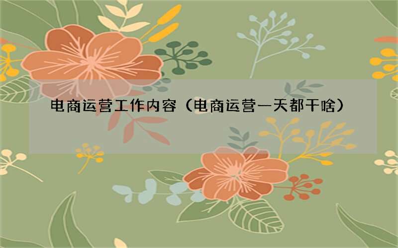 电商运营一天都干啥 电商运营工作内容