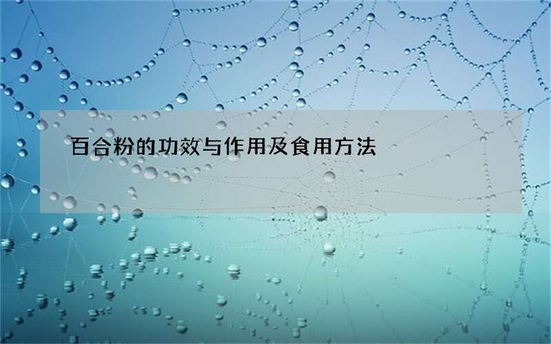 百合粉的功效与作用及食用方法