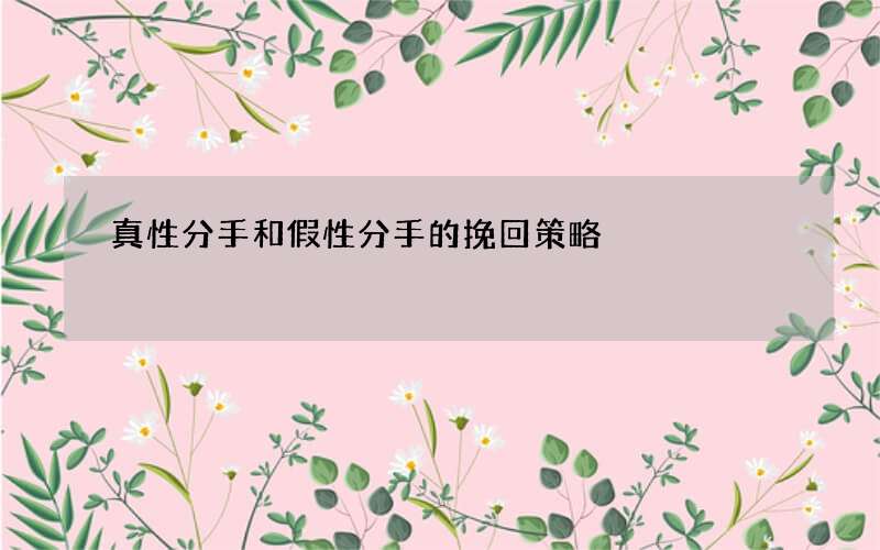 真性分手和假性分手的挽回策略