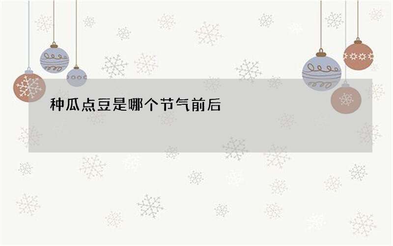 种瓜点豆是哪个节气前后
