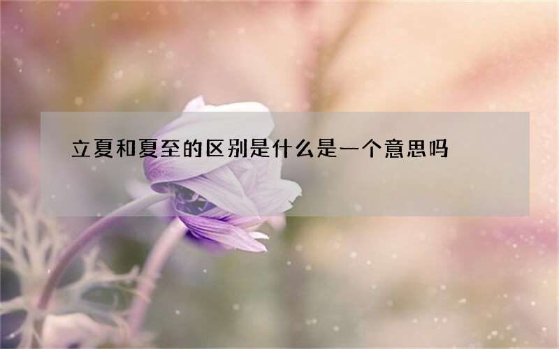 立夏和夏至的区别是什么是一个意思吗