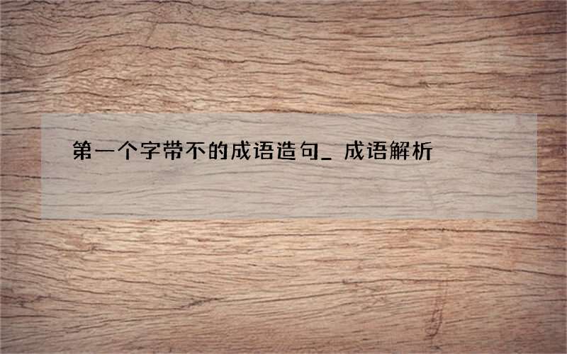 第一个字带不的成语造句_成语解析