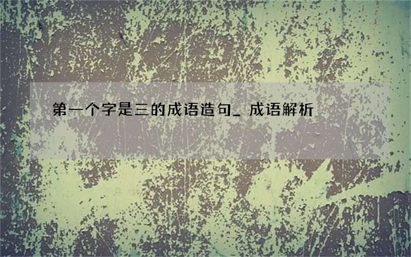 第一个字是三的成语造句_成语解析