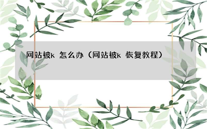 网站被k恢复教程 网站被k怎么办