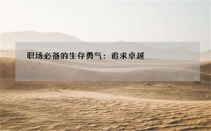 职场必备的生存勇气：追求卓越