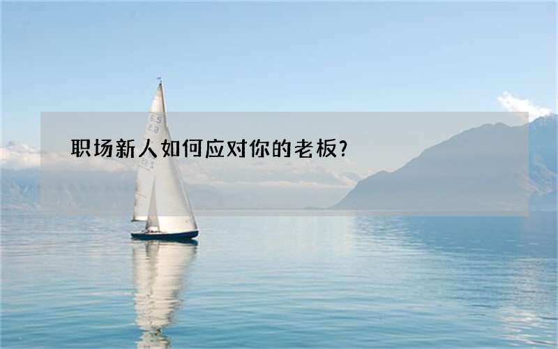 职场新人如何应对你的老板？