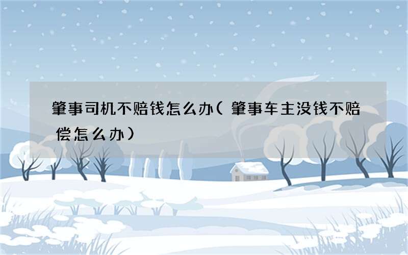 肇事车主没钱不赔偿怎么办 肇事司机不赔钱怎么办