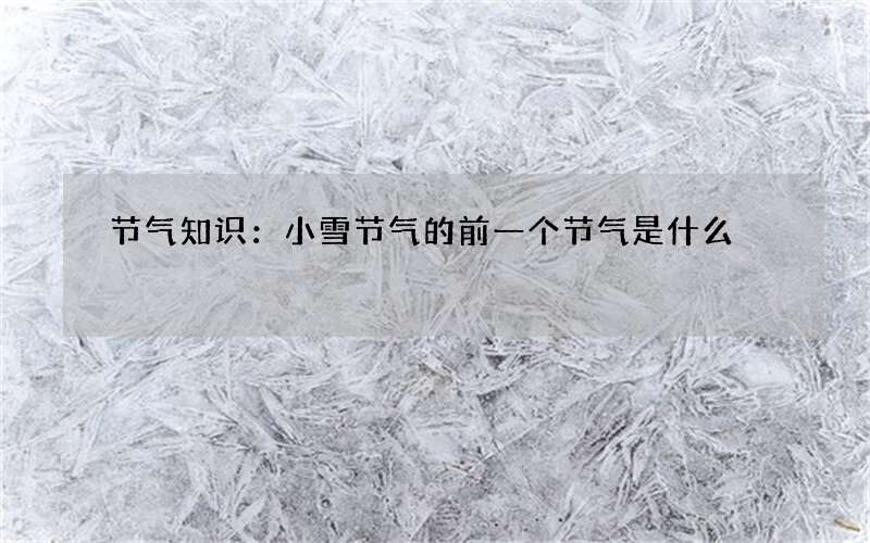 节气知识：小雪节气的前一个节气是什么
