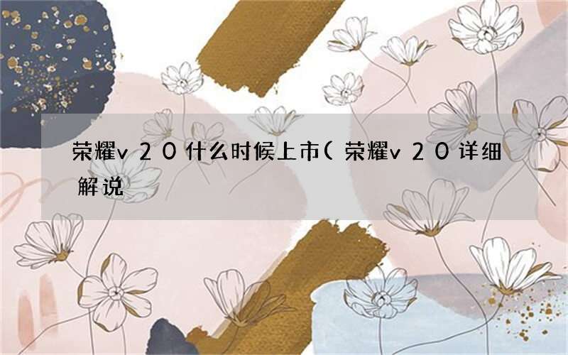 荣耀v20详细解说 荣耀v20什么时候上市