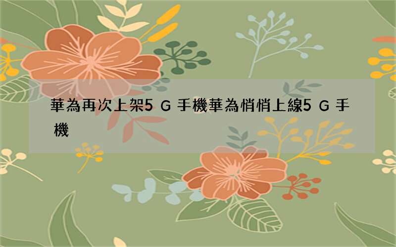 華為再次上架5G手機 華為悄悄上線5G手機