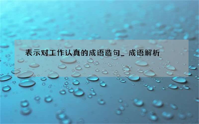 表示对工作认真的成语造句_成语解析