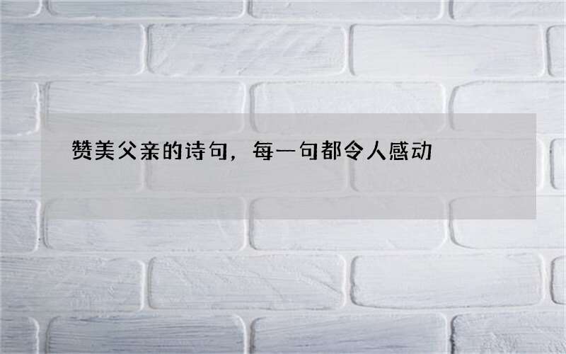赞美父亲的诗句，每一句都令人感动