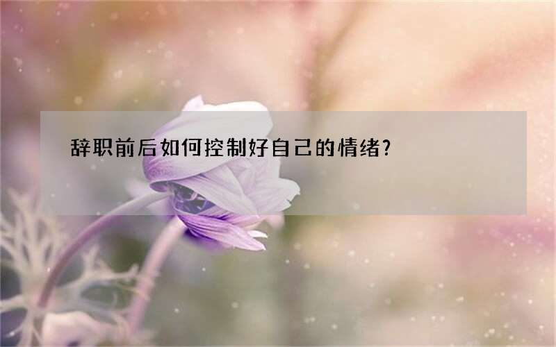 辞职前后如何控制好自己的情绪？